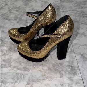 C Label Gold Glitter Heels